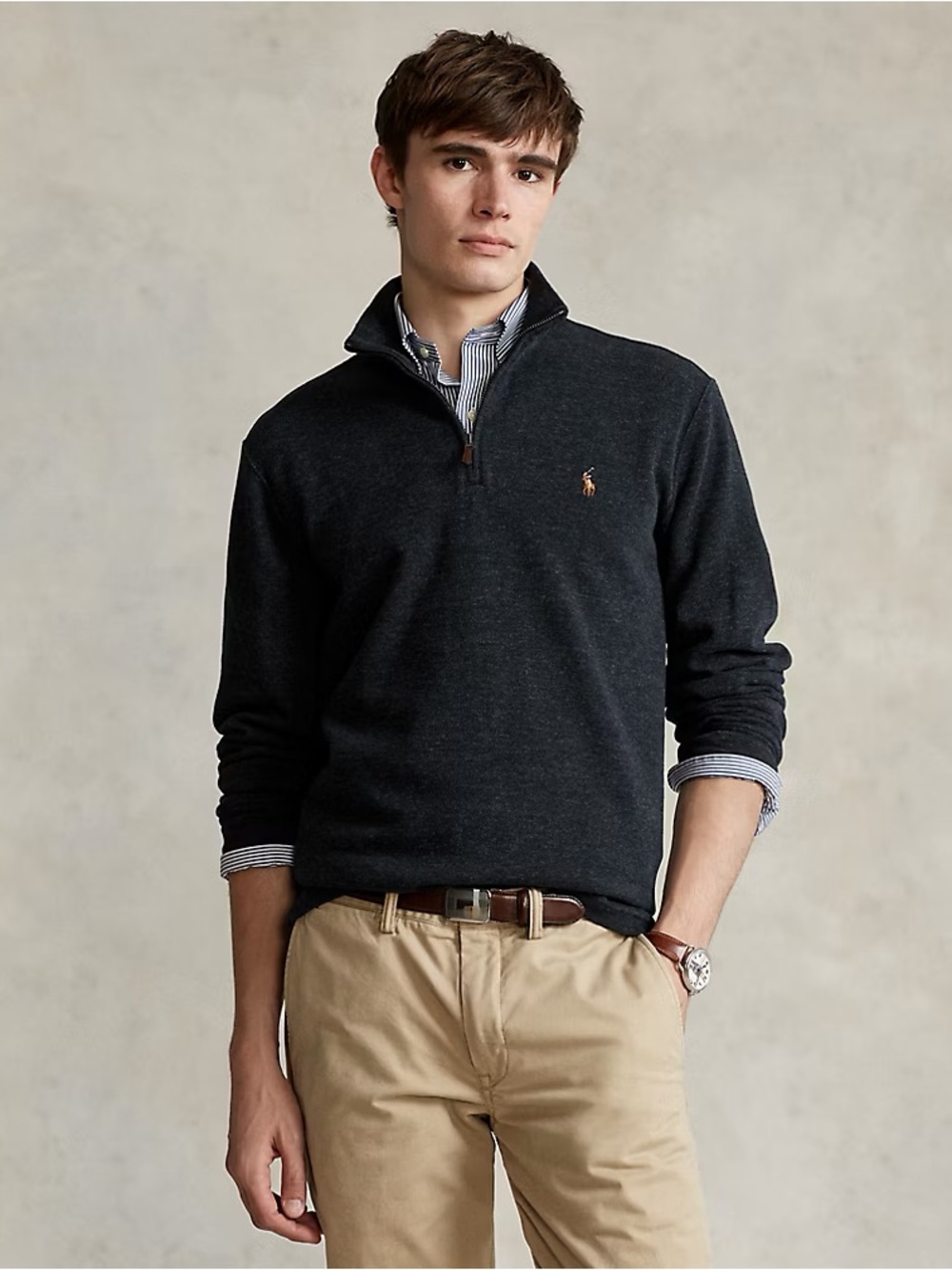 Polo Ralph Lauren Charcoal Grey Quarter Zip Size Medium